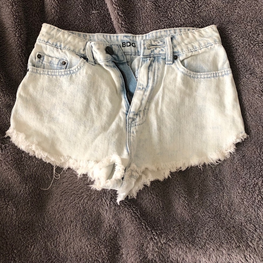 Light wash high waisted / cheeky jean shorts